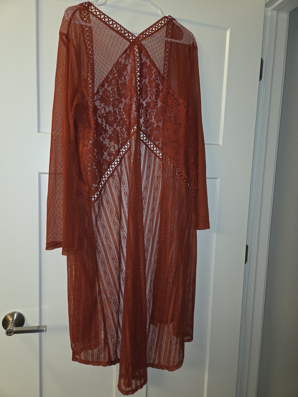 Time and Tru Rust Red Sheer Lace Duster - Picture 4 of 5